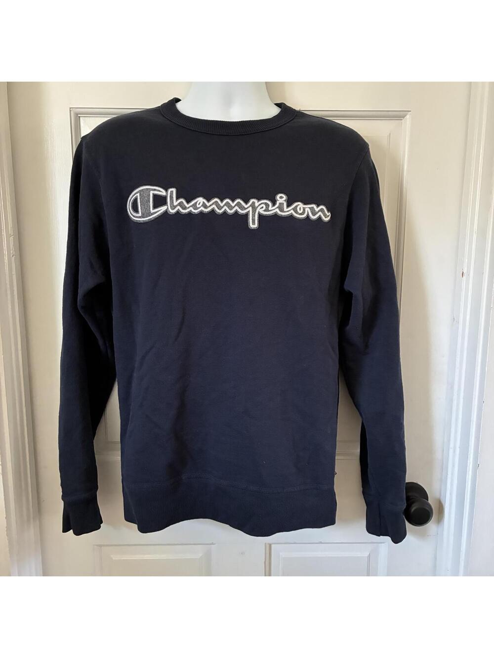 Men's Navy Blue Sweatshirt w Champion Logo - no hood - Size Small